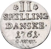 2 Skilling Dansk - Frederik V, Denmark, 1750-1761 reverse image