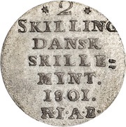2 Skilling Dansk - Christian VII, Denmark, 1801-1805 reverse image