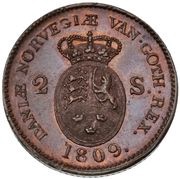 2 Skilling - Frederik VI straight neck-cut reverse image