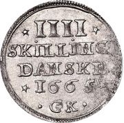 4 Skilling Dansk - Frederik III monogram type, Denmark, 1665 reverse image