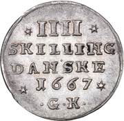 4 Skilling Dansk - Frederik III Shield type, Denmark, 1667-1669 reverse image