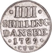 4 Skilling Dansk - Frederik IV, Denmark, 1727-1730 reverse image