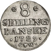 8 Skilling Dansk - Frederik IV Bust type reverse image