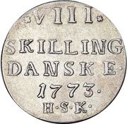 8 Skilling Dansk - Christian VII Value type, Denmark, 1773-1783 reverse image