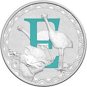 1 Dollar - Elizabeth II 4th Portrait - Alphabet Collection - Letter E - Silver Proof, Australia, 2015-2017 reverse image