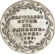 ⅙ Rigsdaler Courant "Offermark" - Frederik VI, Denmark, 1808 reverse image