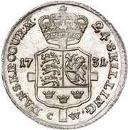 24 Skilling Dansk - Christian VI Bust type, Denmark, 1731-1732 reverse image