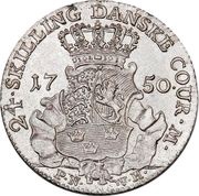 24 Skilling Dansk - Frederik V Bare bust reverse image