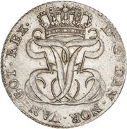 24 Skilling Dansk - Frederik V King's monogram obverse image