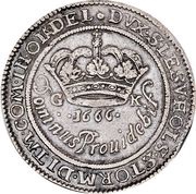 ½ Krone - Frederik III Type3; Year below crown, Denmark, 1666 reverse image