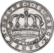2 Mark Dansk - Frederik III Value in legend; large crown type reverse image