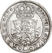 2 Mark Dansk - Frederik III Type 1: lettering counterclockwise, Denmark, 1667-1668 reverse image