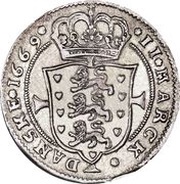 2 Mark Dansk - Frederik III Type 2: lettering clockwise, Denmark, 1668-1669 reverse image