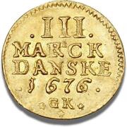 ¼ Ducat / 3 Mark - Christian V reverse image