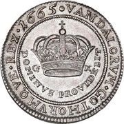 1 Krone "Pumphosekrone" - Frederik III, Denmark, 1665 reverse image