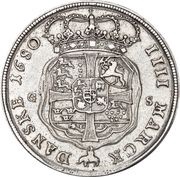4 Mark Dansk - Christian V King's standing figure, Denmark, 1680 reverse image