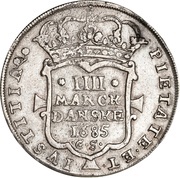 4 Mark Dansk - Christian V, Denmark, 1684-1685 reverse image