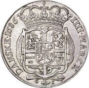 4 Mark Dansk - Christian V Thin monogram, type2, Denmark, 1686-1689 reverse image