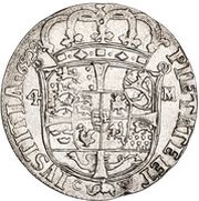 4 Mark Dansk - Christian V Year in legend, Denmark, 1692 reverse image