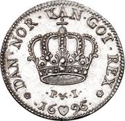 1 "Dicke" Krone - Christian V, Denmark, 1693-1696 reverse image