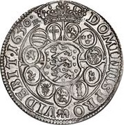 1 Speciedaler - Frederik III 11 province arms, Denmark, 1649-1651 reverse image