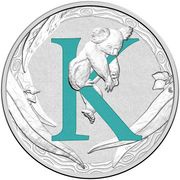 1 Dollar - Elizabeth II 4th Portrait - Alphabet Collection - Letter K - Silver Proof, Australia, 2015-2017 reverse image