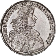1 Speciedaler - Christian V Type 1; Year on edge obverse image
