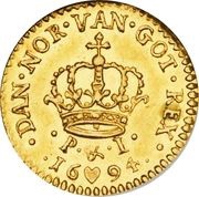 ½ Dukat - Christian V, Denmark, 1694-1696 reverse image