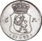 6 Mark "Rejsedaler" - Christian VI Royal Visit in Norway, Denmark, 1732-1733 reverse image