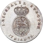 1 Speciedaler - Christian VII Bauert portrait, Denmark, 1795-1801 reverse image