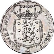 8 Mark Dansk / 2 Krone - Christian V, Denmark, 1675 reverse image