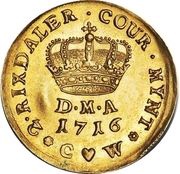2 Rixdaler / 1 Courant Ducat - Frederik IV, Denmark, 1714-1716 reverse image