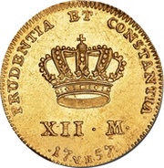 12 Mark "Stråledukat" - Frederik V, Denmark, 1757-1763 reverse image