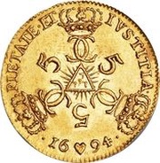 1 Ducat - Christian V, Denmark, 1694 reverse image