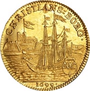 1 Ducat - Christian V Christianborg; Dansk Vestindisk Compagnie, Denmark, 1699 reverse image