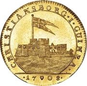 1 Ducat - Frederik IV Christiansborg; "GUINEA" in legend, Denmark, 1708-1725 reverse image