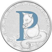 1 Dollar - Elizabeth II 4th Portrait - Alphabet Collection - Letter P - Silver Proof, Australia, 2015-2017 reverse image