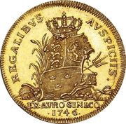 1 Ducat - Frederik V Laureate head, Denmark, 1746 reverse image