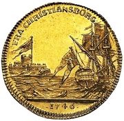 1 Ducat - Frederik V Christianborg; ship type, Denmark, 1746 reverse image