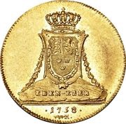 1 Ducat - Fredrik V Eben-Ezer, Denmark, 1758 reverse image