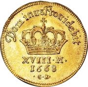 16 Mark dansk / Guldkrone - Frederik III, Denmark, 1668 reverse image