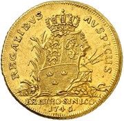 2 Ducats - Frederik V Armored bust, Denmark, 1746 reverse image