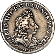 3 Dukater - Frederik IV Accession; pattern silver strike obverse image