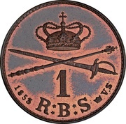 1 Rigsbankskilling - Frederik VII type 2, Denmark, 1853 reverse image