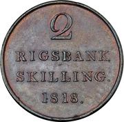 2 Rigsbankskilling - Frederik VI, Denmark, 1818 reverse image