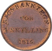 4 Skilling - Frederik VI Rigsbank Token, Denmark, 1815 reverse image
