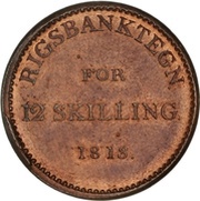 12 Skilling - Frederik VI Rigsbank Token, Denmark, 1813 reverse image