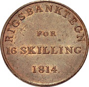 16 Skilling - Frederik VI Rigsbank Token, Denmark, 1814 reverse image