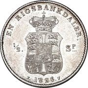 1 Rigsbankdaler / ½ Speciedaler - Frederik VI Type 1; straight neck cut reverse image