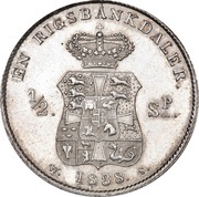 1 Rigsbankdaler / ½ Speciedaler - Frederik VI Type 2; broken neck cut reverse image
